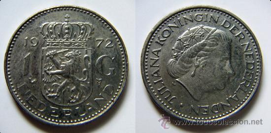 Monedas antiguas de Europa: Moneda de HOLANDA 1 GULDEN 1972 - Foto 1