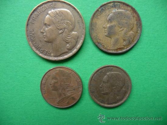 Monedas antiguas de Europa: Francia lote 4 monedas. - Foto 1