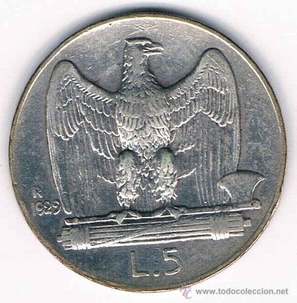 Monedas antiguas de Europa: ITALIA. 5 LIRAS. 1.929. PLATA - Foto 1