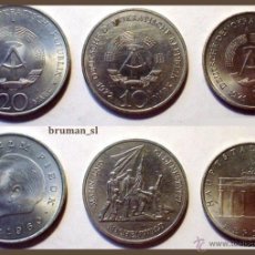 Monedas antiguas de Europa: GRAN LOTE 3 MONEDAS DE 5, 10 Y 20 MARCOS AÑOS 1971/72 LETRAS - A - ALEMANIA DDR CONMEMORATIVAS