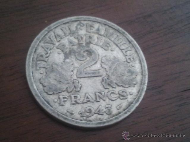 Monedas antiguas de Europa: francia 2 francs 1943 - Foto 1