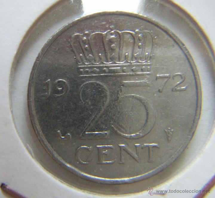Monedas antiguas de Europa: Moneda de Holanda 25 cent 1972 - Foto 1