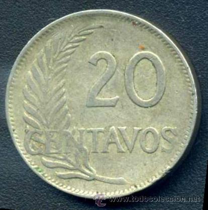 Monedas antiguas de Europa: PERU:  20 CENTAVOS  1926 - Foto 2