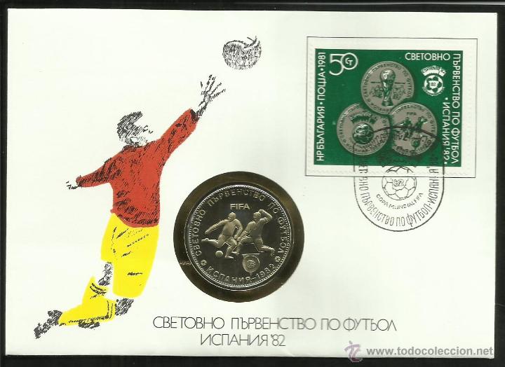 Monedas antiguas de Europa: BULGARIA SOBRE FILATELICO NUMISMATICO CONM. COPA MUNDIAL DE FUTBOL ESPAÑA 82- FIFA- MONEDA 5 LEV S/C - Foto 1 - 48151847