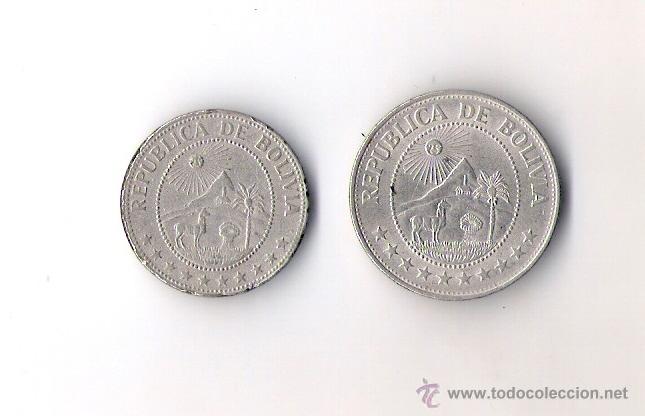 Alte M&uuml;nzen aus Europa: REPUBLICA DE BOLIVIA -1PESO 1974 / 50 CT. 1957