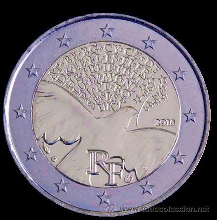 Old Coins of Europe: Moneda conmemorativa de 2 &euro; Francia 2015. Paz en Europa
