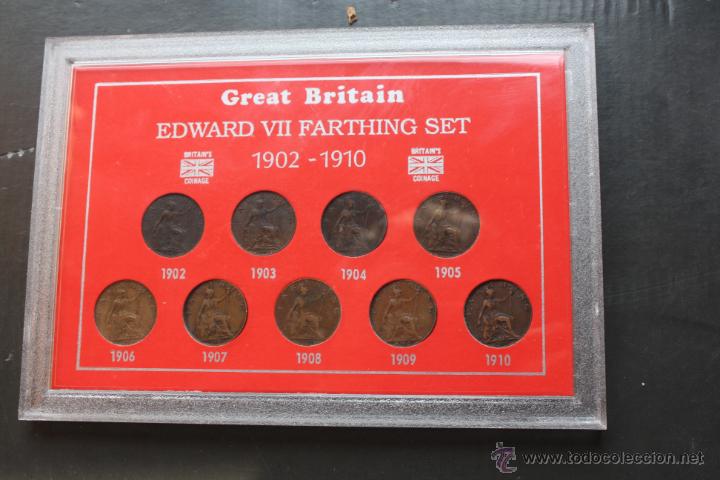 Monedas antiguas de Europa: Set Farthing Edaurdo VII de Inglaterra. - Foto 1