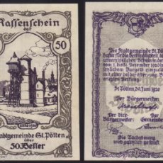 Monedas antiguas de Europa: AUSTRIA - ST.POLTEN - NOTGELD - 50 HELLER - 1920 - PLANCHA. Lote 49215482