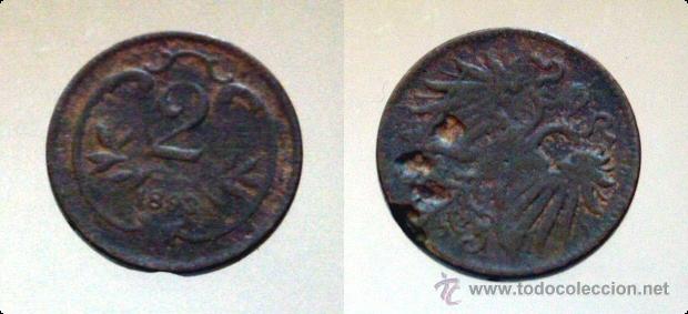Monedas antiguas de Europa: Moneda de Austria 2 Heller 1893 - Foto 1
