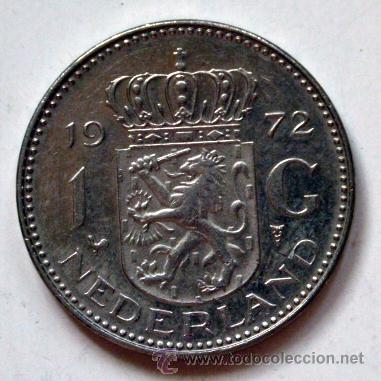 Monedas antiguas de Europa: Moneda de HOLANDA 1 GULDEN 1972 - Foto 1