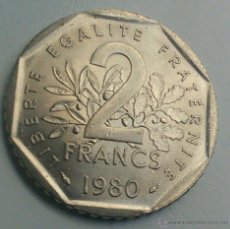 Monedas antiguas de Europa: FRANCIA - MONEDA 2 FRANCOS FRANCÉS - AÑO 1980