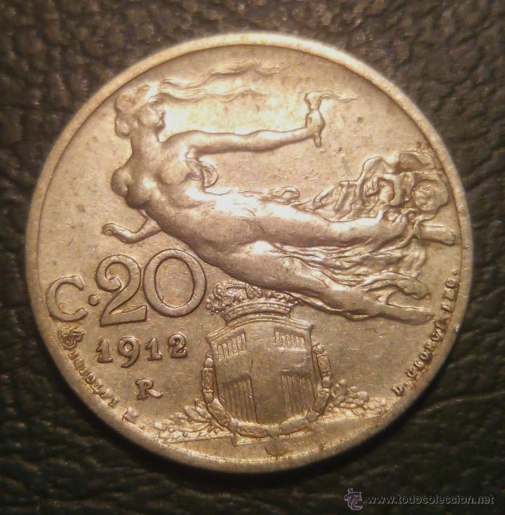 Monedas antiguas de Europa: Italia 20 centimos 1912 - Foto 2