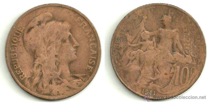Monedas antiguas de Europa: FRANCIA 10 CENTIMES 1911 - Foto 1