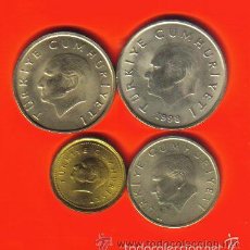 Monedas antiguas de Europa: TURQUIA - LOTE DE 4 MONEDAS DE 1998 (VALORES: 50, 25 Y 10 BIN LIRA Y 5.000 LIRA) SC