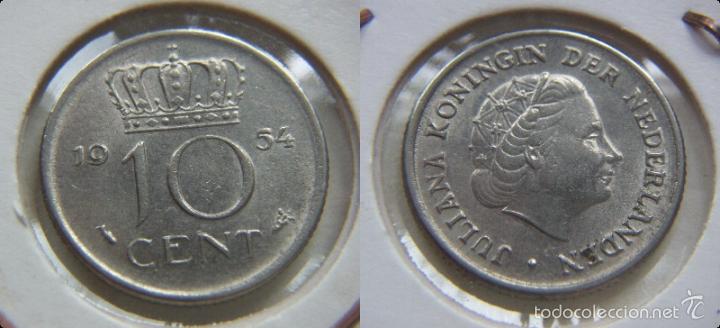 Monedas antiguas de Europa: MONEDA DE HOLANDA 10 CENT 1954 - Foto 1
