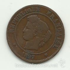 Monedas antiguas de Europa: FRANCIA MONEDA DE 5  CENTIMES DE 1897 - Foto 3