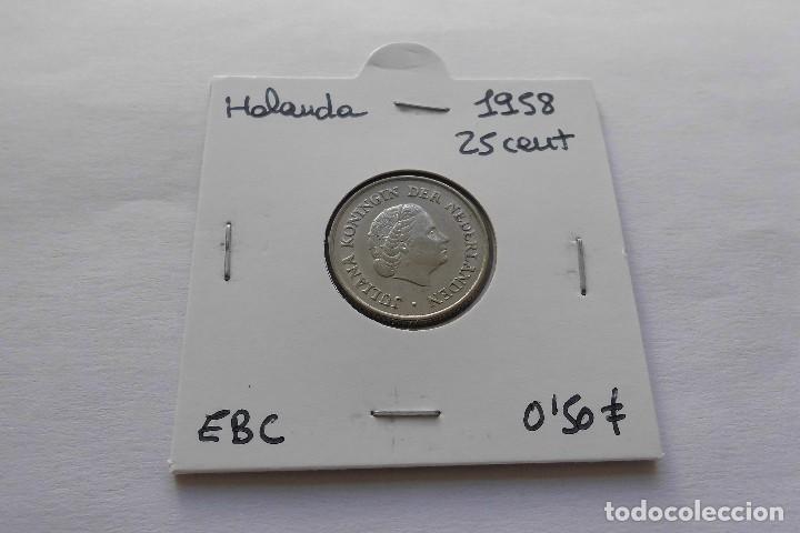 Monedas antiguas de Europa: Holanda 25 Cent 1958 - Foto 1