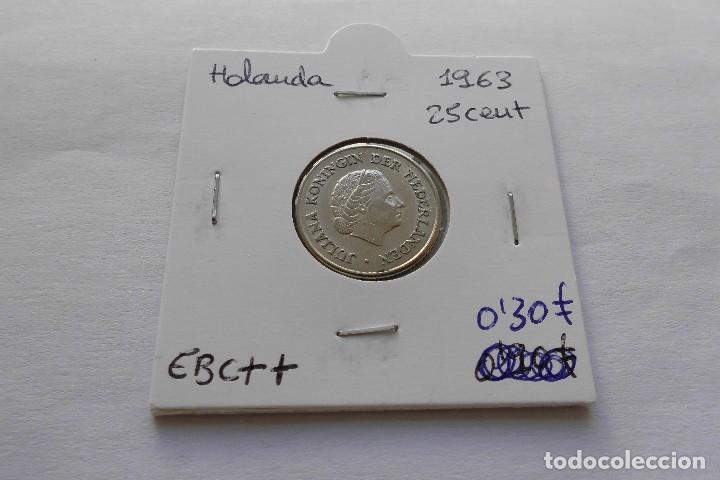 Monedas antiguas de Europa: Holanda 25 Cent 1963 - Foto 1