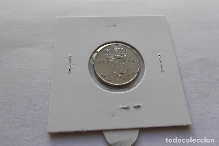 Monedas antiguas de Europa: Holanda 25 Cent 1969 - Foto 2