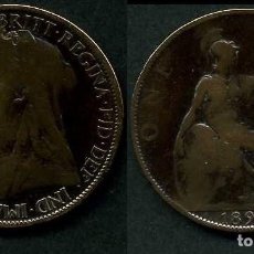 Monedas antiguas de Europa: GRAN BRETAÑA 1 PENNY AÑO 1897 ( VICTORIA REINA DE INGLATERRA DE 1837 A 1901 ) Nº10