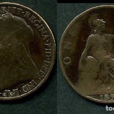 Monedas antiguas de Europa: GRAN BRETAÑA 1 PENNY AÑO 1896 ( VICTORIA REINA DE INGLATERRA DE 1837 A 1901 ) Nº13