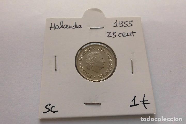 Monedas antiguas de Europa: Holanda 25 Cent 1955 SC - Foto 1