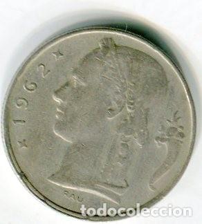 Moedas antigas da Europa: BELGICA 5 FRANCOS A&Ntilde;O 1962