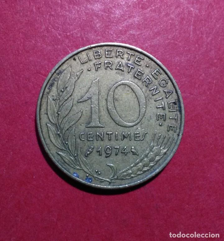 Monedas antiguas de Europa: FRANCIA. 10 C&Eacute;NTIMOS. 1974. - Foto 2
