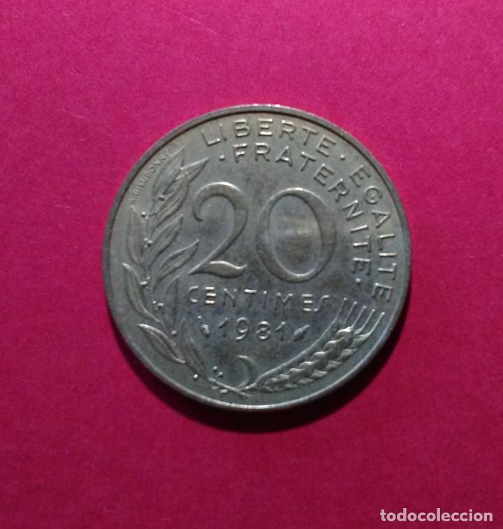 Monedas antiguas de Europa: FRANCIA. 20 C&Eacute;NTIMOS. 1981. - Foto 2