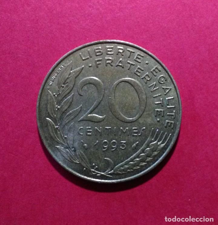 Monedas antiguas de Europa: FRANCIA. 20 C&Eacute;NTIMOS. 1993. - Foto 2