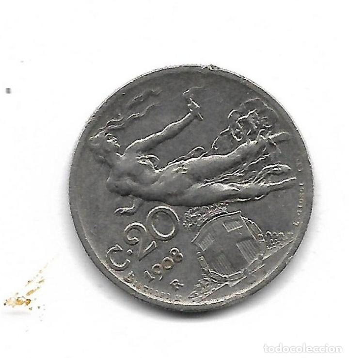 Monedas antiguas de Europa: MONEDA. ITALIA. 20 CENTIMOS. 1908 - Foto 2