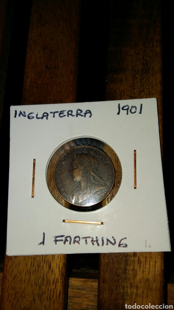 Monedas antiguas de Europa: Moneda Inglaterra 1901 un farthing - Foto 1