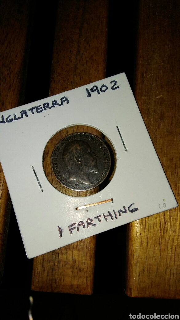 Monedas antiguas de Europa: Moneda Inglaterra 1902 un farthing - Foto 1