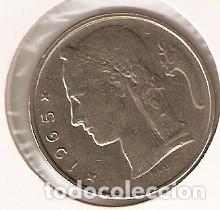 Moedas antigas da Europa: Moneda B&eacute;lgica. 5 Francos 1965. MBC (ref. 4-belg5f-65-2)