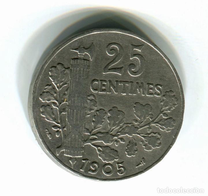 Monedas antiguas de Europa: Francia 25 c&eacute;ntimos 1905 - Foto 2
