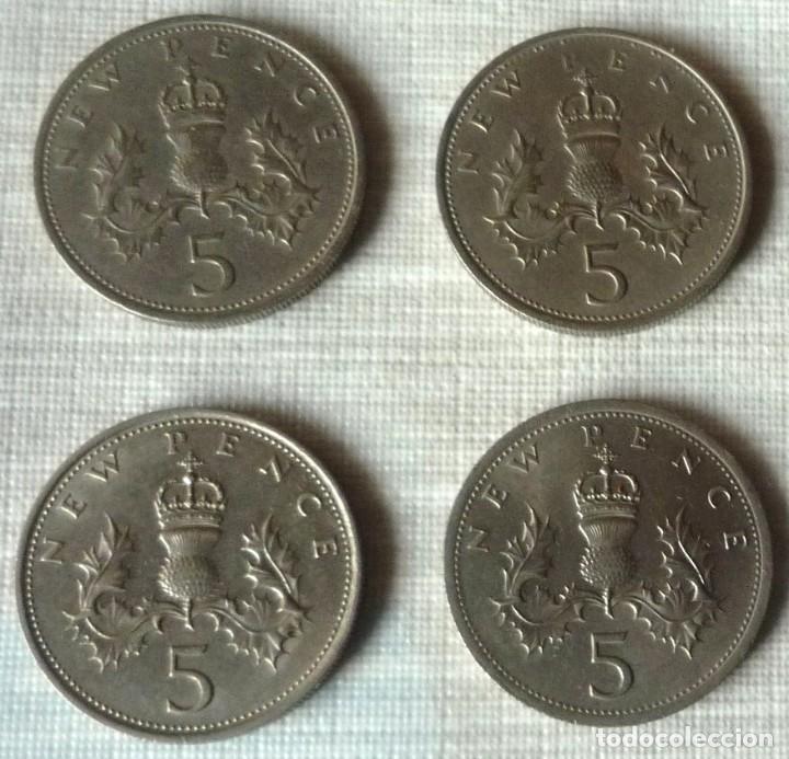 Monedas antiguas de Europa: LOTE DE CUATRO MONEDAS DE 5 NEW PENCE.  CON A&Ntilde;OS DIFERENTES