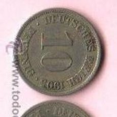 Monedas antiguas de Europa: ALEMANIA - LOTE DE 2 ANTIGUAS MONEDAS DE 10 PFENNIG AÑOS 1899 Y 1905