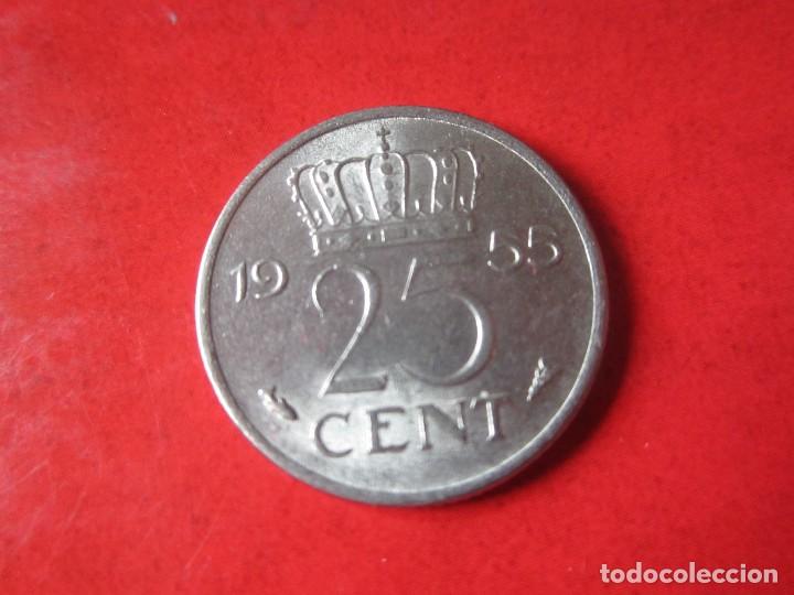 Monedas antiguas de Europa: Holanda. 25 centimos de 1955 - Foto 2