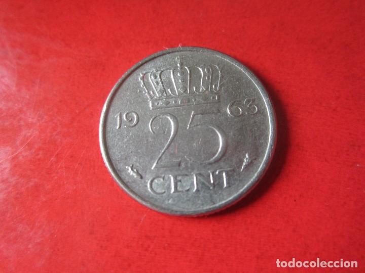 Monedas antiguas de Europa: Holanda. 25 centimos de 1963 - Foto 2