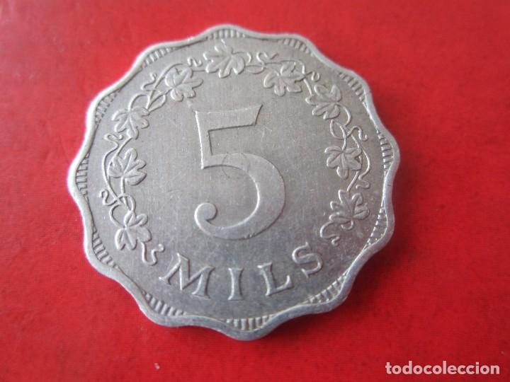 Monedas antiguas de Europa: Malta. moneda de 5 mils. 1972 - Foto 2