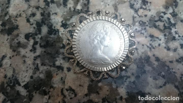 Moedas antigas da Europa: MONEDA PLATA CON BROCHEDE PLATA ELIZABETH BAHAMA ISLANDS DOLLAR 1966 ONE