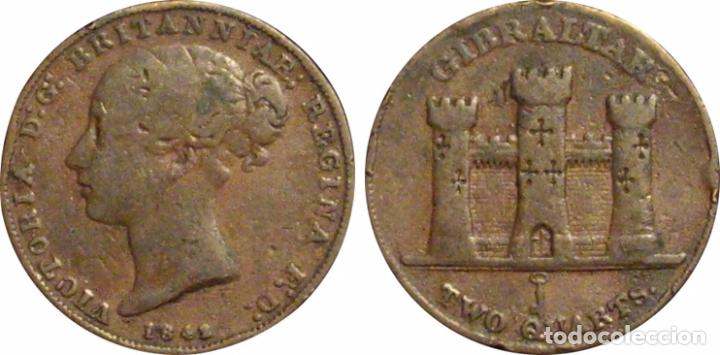 Monedas antiguas de Europa: GIBRALTAR. 2 QUARTOS 1.842/41 - Foto 3