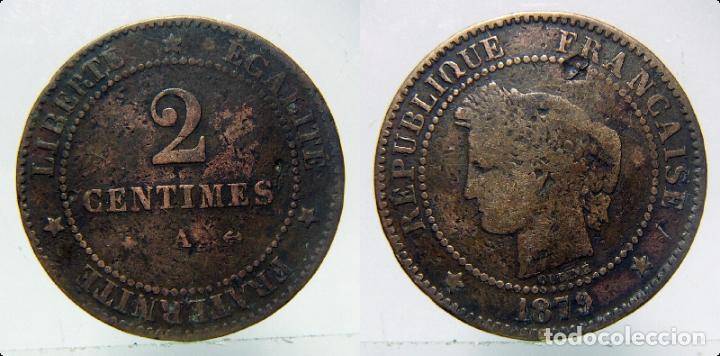 Monedas antiguas de Europa: MONEDA DE Francia  C&eacute;r&egrave;s 2  Centimos 1879, - Foto 1