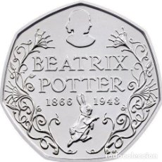 Monedas antiguas de Europa: GRAN BRETAÑA 50 PENIQUES 2016 150º ANIV BEATRIX POTTER. Lote 310051163