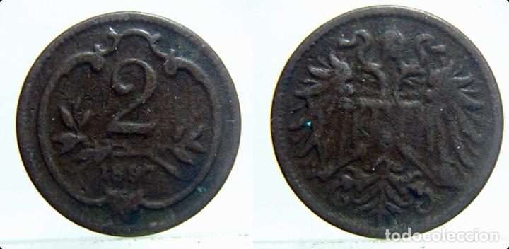 Monedas antiguas de Europa: MONEDA DE  AUSTRIA 2 HELLER 1897 - Foto 1