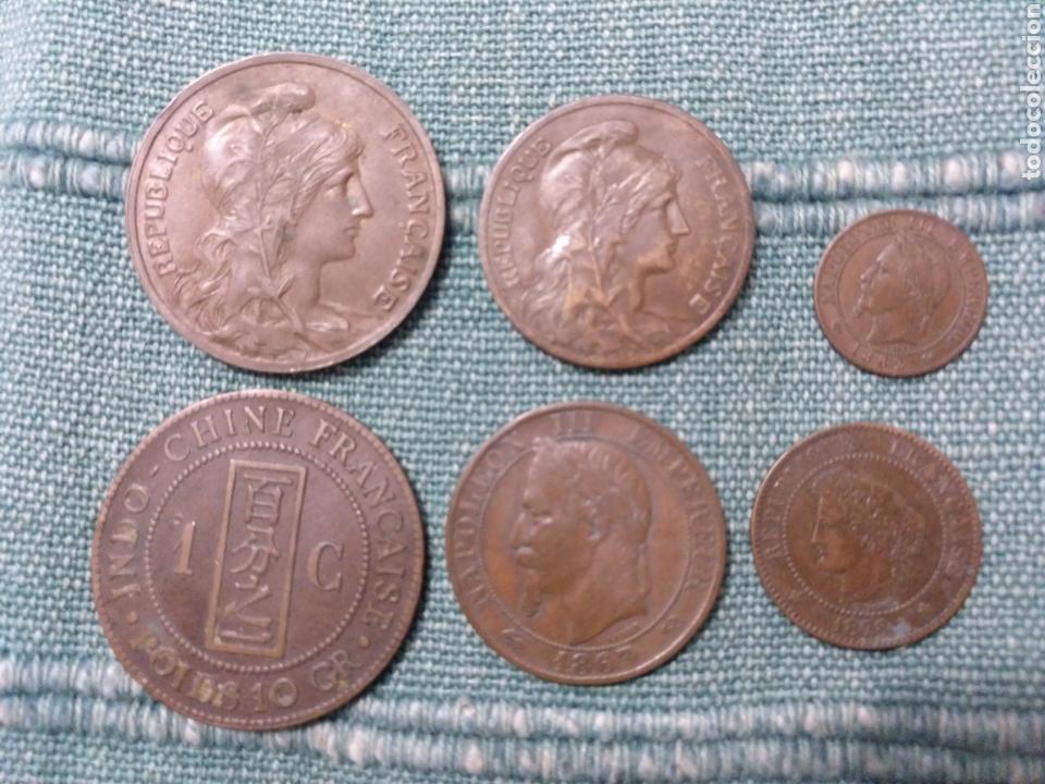 Monedas antiguas de Europa: Seis bonitas monedas de Francia e Indochina