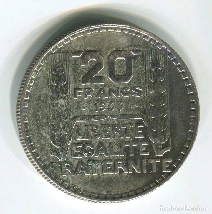 Monedas antiguas de Europa: Francia 20 francos 1933. - Foto 2