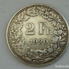Monedas antiguas de Europa: MONEDA DE PLATA DE 2 FRANCOS DE SUIZA DE 1920, ESCASA