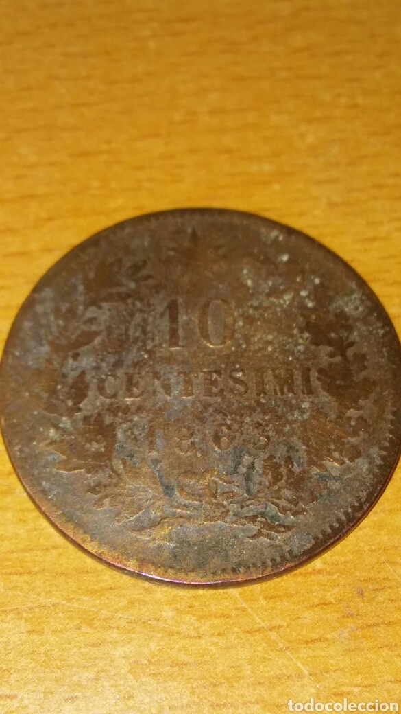 Monedas antiguas de Europa: Moneda Italia 10 cent&eacute;simo 1863 - Foto 1