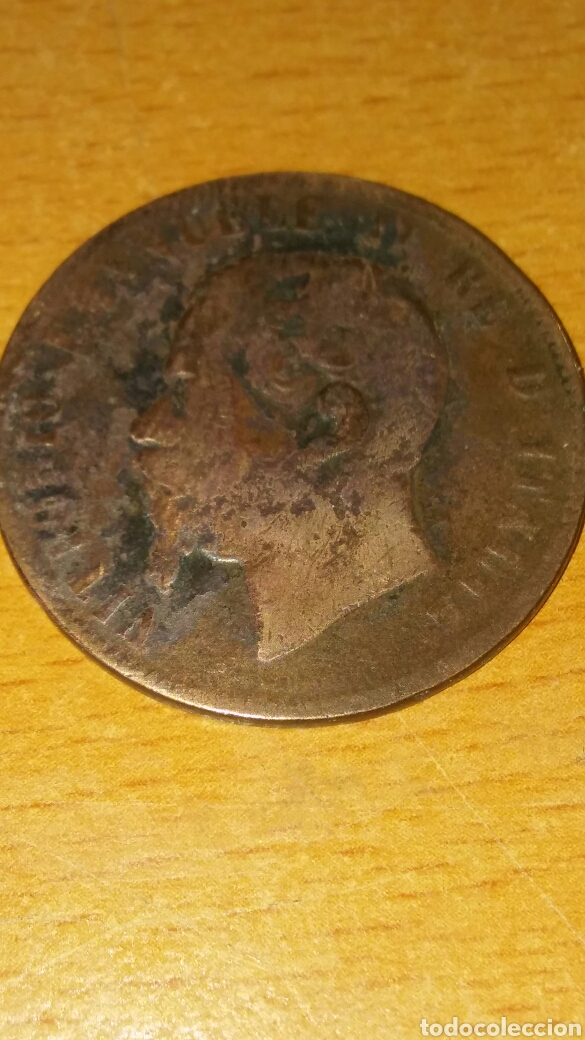 Monedas antiguas de Europa: Moneda Italia 10 cent&eacute;simo 1863 - Foto 2